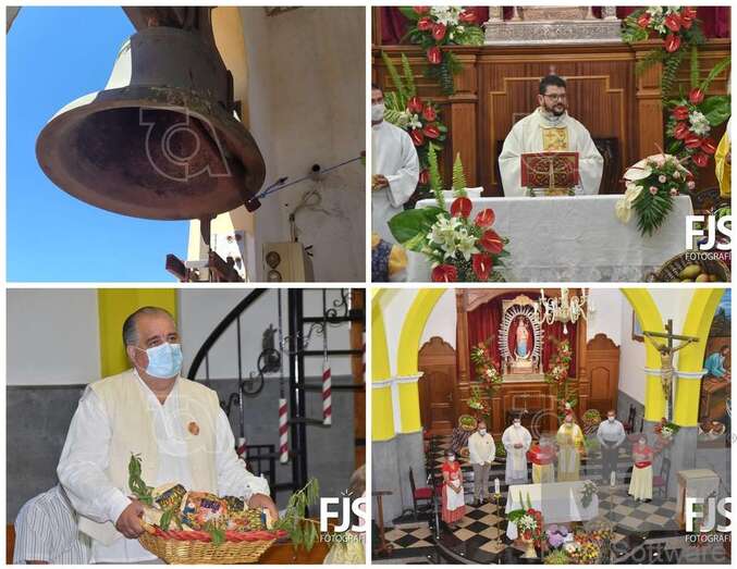 Imágenes del repique de campana, misa de romeros y ofrenda/TA.